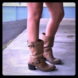 FREE BIRDS Boulder Biker Boot Brown all Leather